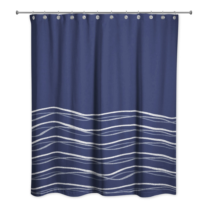 Rideau de douche simple à rayures Brésil, Marine