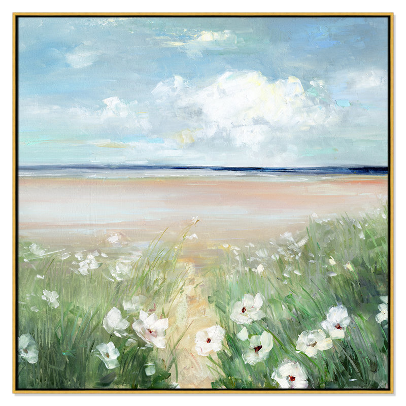 «Ocean Wildflowers» par Sally Swatland, reproduction sur toile flottante, H 46,5 po x l 46,5 po x P 2 po, Or
