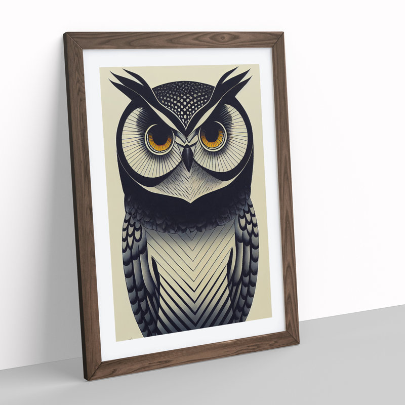 The Wild Owl - Framed Print, Walnut, 46cm H x 34cm W x 2cm D