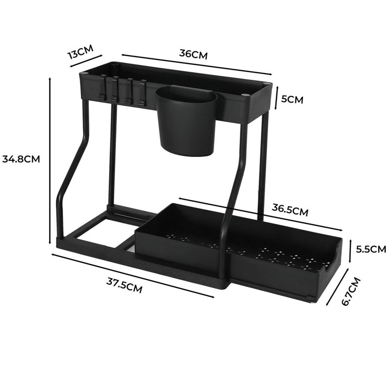 Stainless Steel Under Sink Organiser, Black