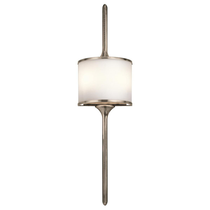 Charlee Glass Flush Mounted Sconce, 76.2cm H x 20.4cm W x 11.7cm D, Classic Pewter