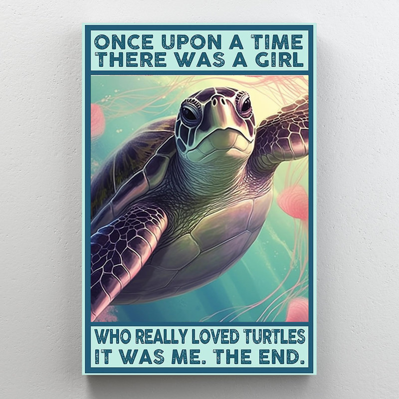 «Who Really Love Turtles», reproduction d'art rectangulaire sur toile tendue 1 pièce, H 20 po x l 16 po x P 1,25 po