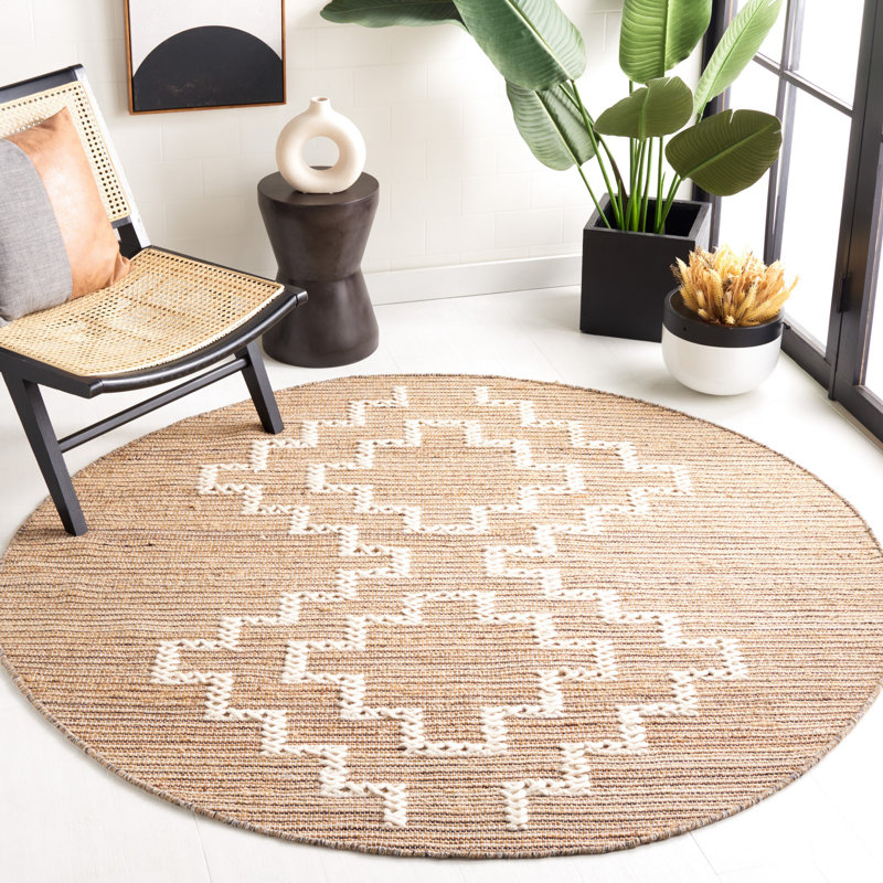 Adriyel Natural Fiber 375 Area Rug In Natural / Ivory, Round 6'