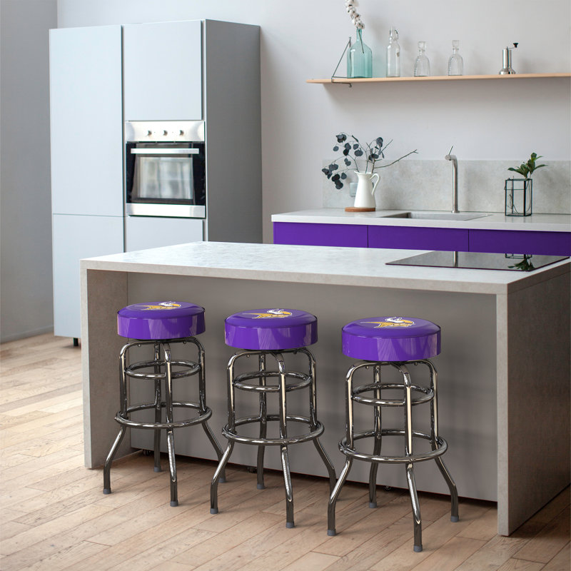 Commercial Grade Chrome Swivel Bar Stool with Vibrant Team Colors  , Minnesota Vikings