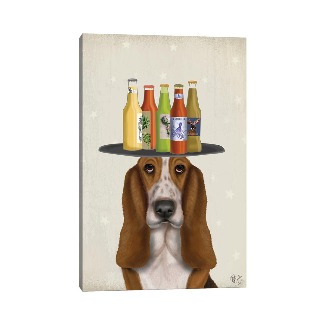 Basset Hound Beer Lover by Fab Funky - Wrapped Canvas Gallery-Wrapped Canvas Giclée