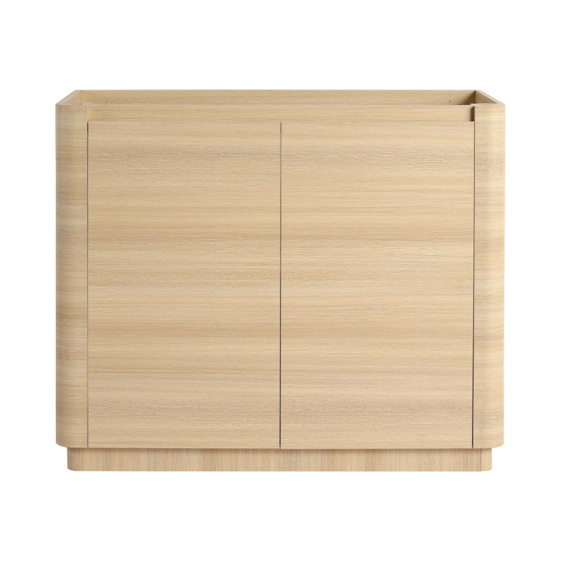Meuble-lavabo contemporain autoportant avec portes à fermeture douce et contreplaqué écologique