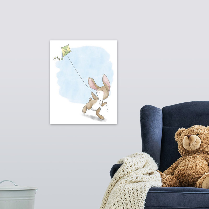 « flying a cerf », impression Little Bunny, H 45 po x l 36 po x P 1,25 po, Toile