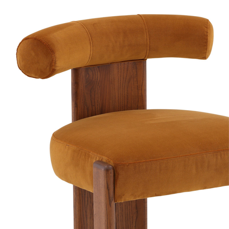 Gwyneth Rubberwood Upholstered Dining Chair, Cream, Brown/Brown Wood