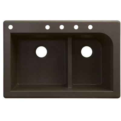 Radius 33'' L Drop-In Double Bowl Granite Kitchen Sink