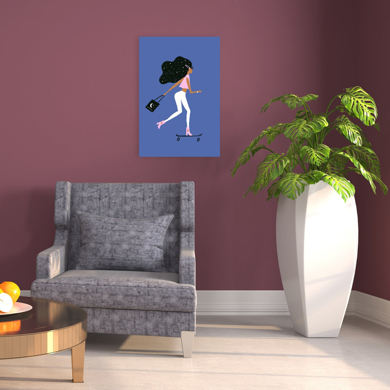 Cosmic Skater Girl Contemporary Wall Art Print by Aislinn Simmonds - Wrapped Canvas Print, 60.96cm H x 40.64cm W