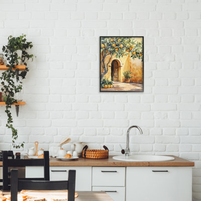 Giclée encadrée d'arbre citronnier de style méditerranéen, design par LSR Design Studio