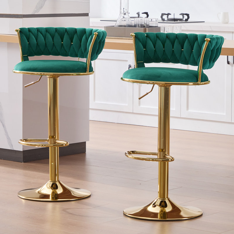 Swivel Adjustable Height Bar Stools, Green