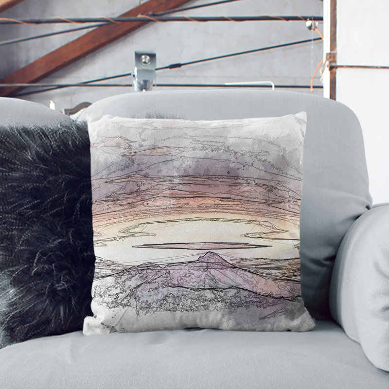 Light over the Mountain Sketch Cushion with Filling, 55cm H x 55cm W x 20cm D