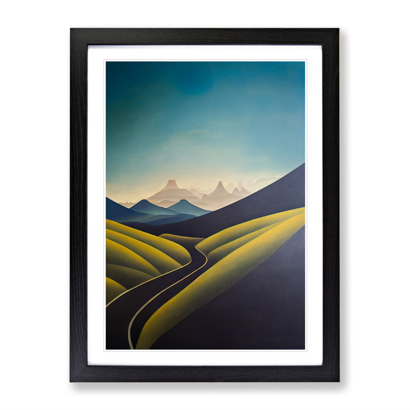 Mountain Valley - Single Picture Frame Print, 64cm H x 46cm W x 2cm D, Black