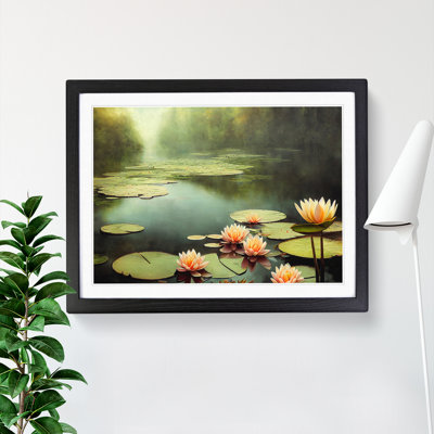 Misty Water Lily Pond - Framed Print