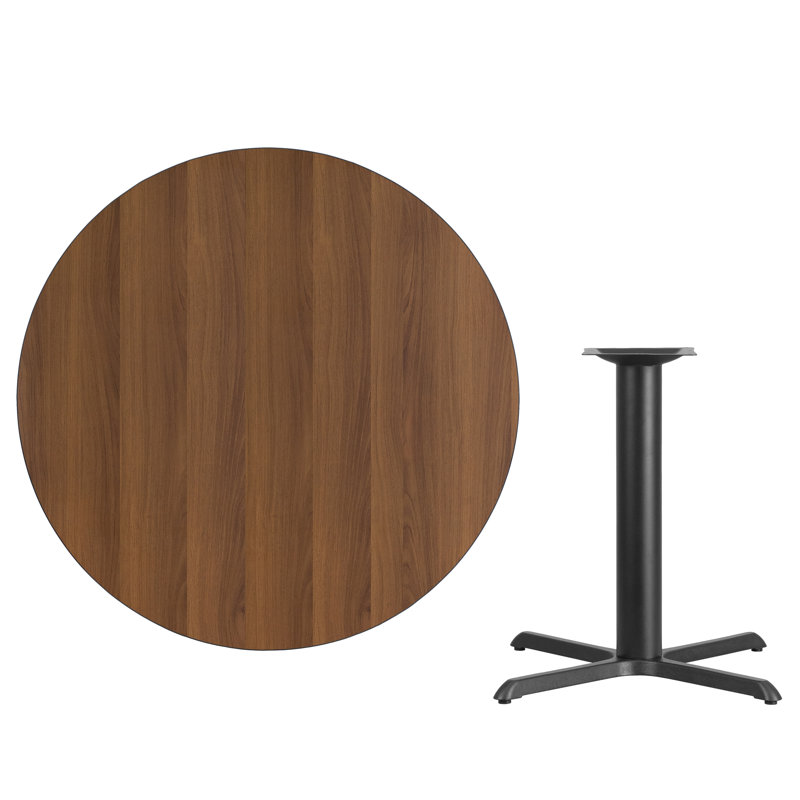 Carrus Round Laminate Table Top with Height Table Base, 31.13" H x 42" W x 42" D, Walnut