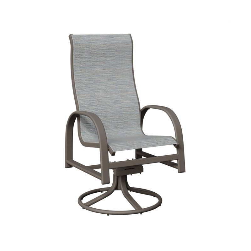 Berlin Gardens Murphy Graphite Aluminum High Back Swivel Rocker Dining Chair With Sling Fabric, Caribbean Cane, Graphite