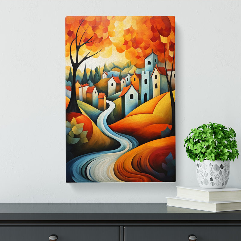 Landscape Cubism Art - No Frame Print, 50cm H x 35cm W x 3cm D