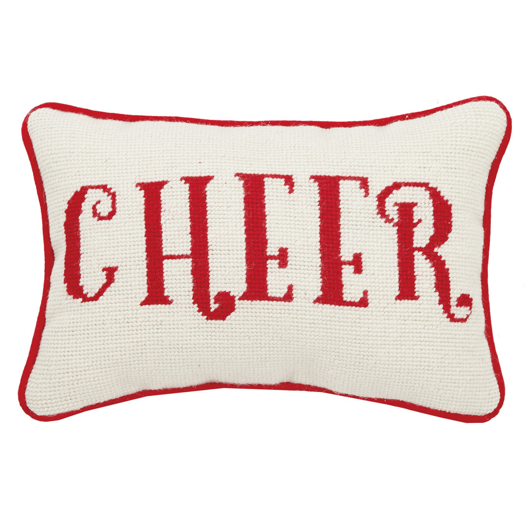  Cheer Needlepoint Petite Size Holiday Throw Pillow - 8x12" Oblong Mistletoe and Co.