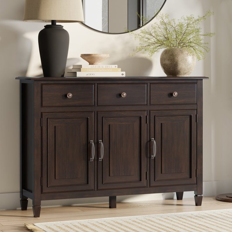 Connaught 51"W Solid Wood 3-Shelf Entryway Storage Cabinet with 3 Storage Drawers