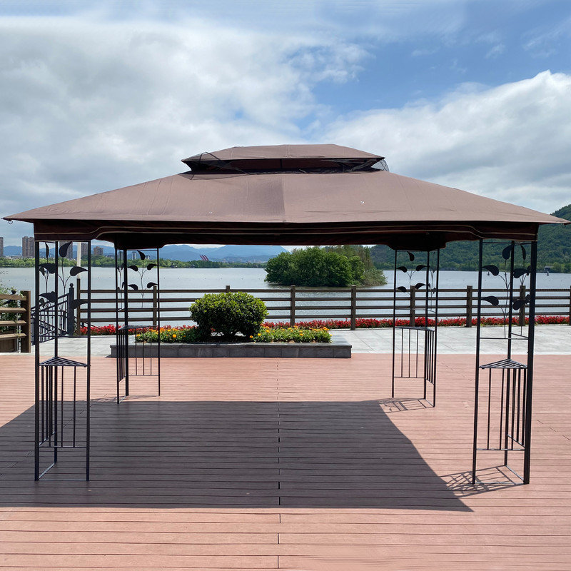 13x10 Outdoor Patio Gazebo Canopy Tent With Ventilated Double Roof And Mosquito net(Detachable Mesh Screen On All Sides),Suitable for Lawn, Garden, Backyard and Deck, Top