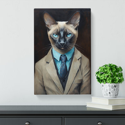 Siamese Cat In A Suit No.2 - Wrapped Canvas Print