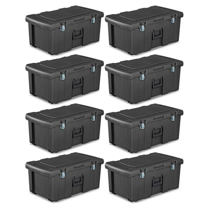 Rolling storage locker, Sterilite plastic utility container, Noir, 8