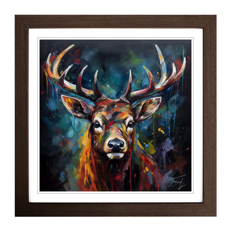 Stag Expressionism - Framed Print, Walnut