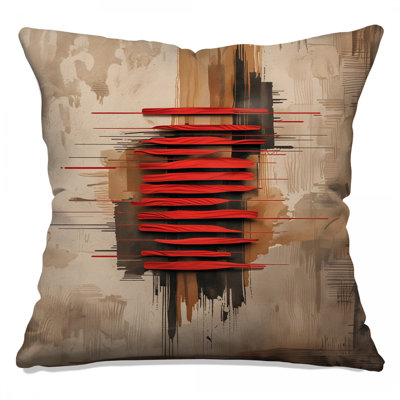 Red Abstract Brushstrokes Double Sided Throw Pillows