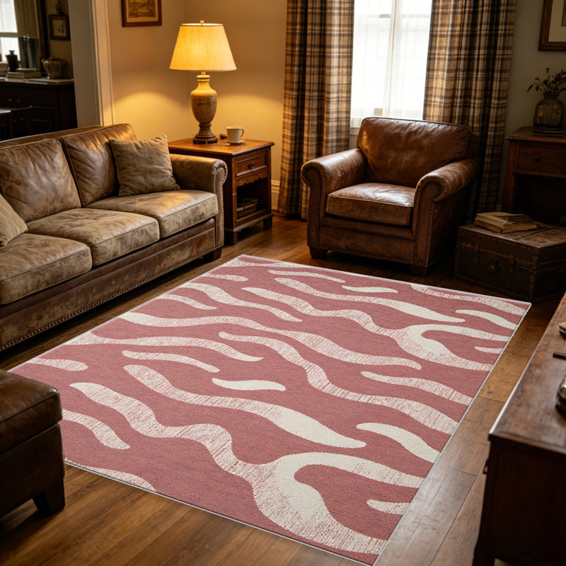 Pink Abstract Wavy carpet-easy to clean, machine-washable, soft and comfortable; suitable for door mats, kitchens, living rooms, bedrooms, corridors, and laundry areas. Easy to clean, durable carpet for home decoration.