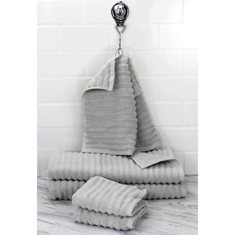 Glines 100% Cotton Plush Ribbed Mulit-Size Set, Pebble Gray