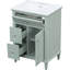 Meuble-lavabo 24 po avec lavabo, meuble-lavabo avec un tiroir rabattable et deux tiroirs, tablette réglable, bois massif et panneau de fibres à densité moyenne, vert