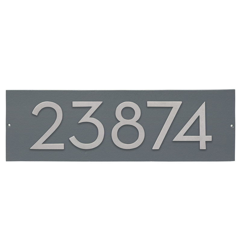 Floating Modern 4" Number Horizontal Address Plaque (5 Digits), Gray, Brushed Aluminum, Yes