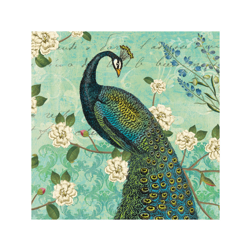 Peacock Arbor VI by Sue Schlabach - Print on Canvas, 45.72 cm H x 45.72 cm W x 1.91 cm D, Wrapped Canvas