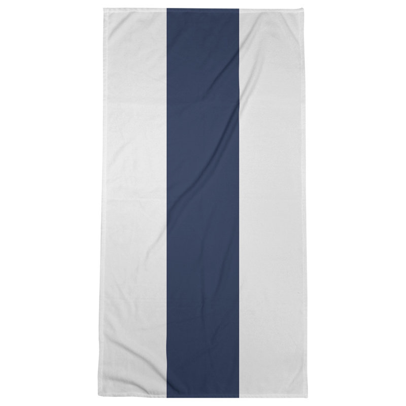 Bath Towel, White/Midnight Navy Blue/White, Microfiber
