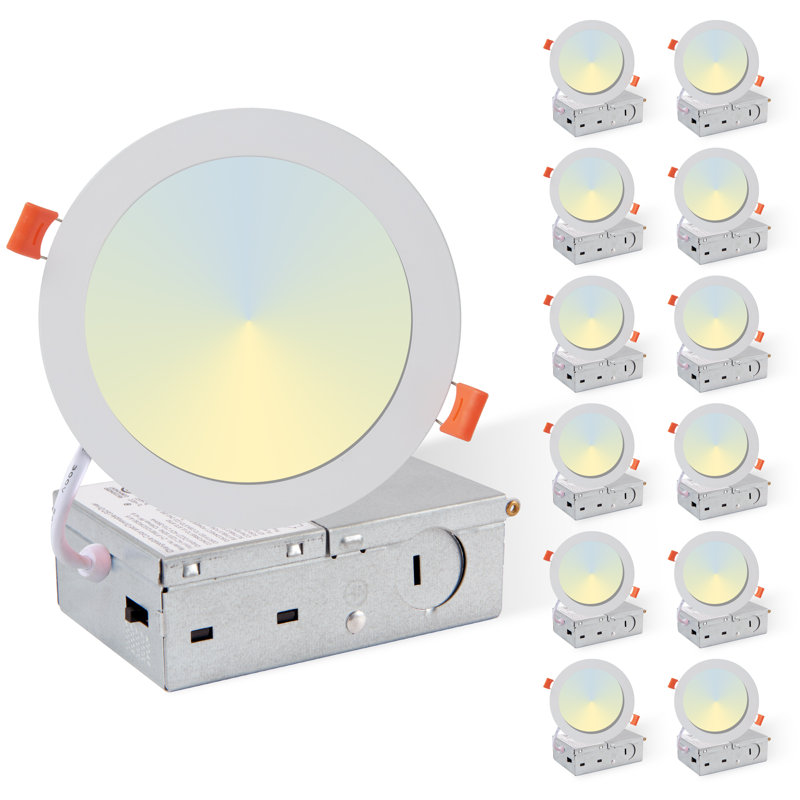 Paquet de 12 plafonniers encastrés à DEL ultra-minces de 6 po et 5 carats, gaufrette Canless avec boîte en J, homologué ETL pour la cuisine