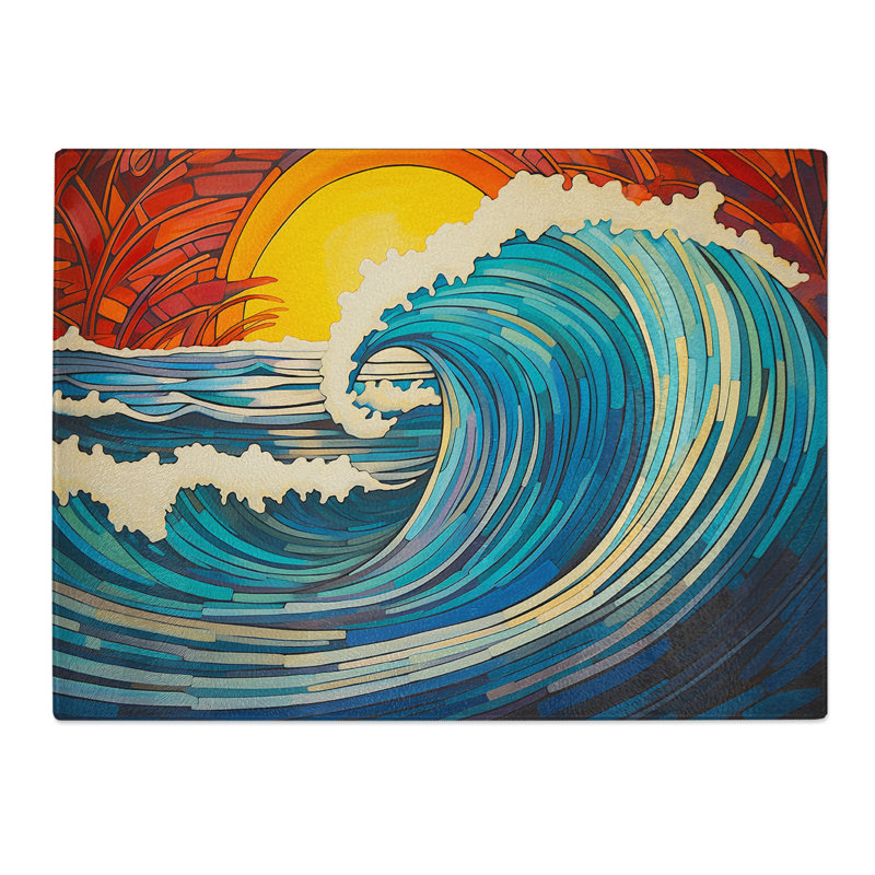 Wave Art Deco  Glass Chopping Board