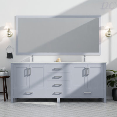 Double Bath Vanity 84 In. W X 22 In. D, With Carrara Marble Top
