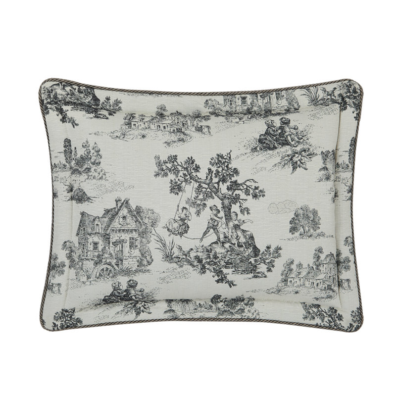 Austin Horn Classics Cosmopolitan Toile Standard Sham With Flange (Set Of 2), Carbon
