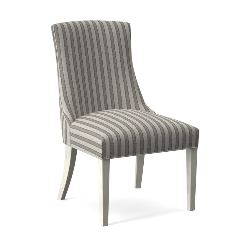 Tuxedo Slipper Dining Chair, Light Blue Performance Fabric; 0851-55, Antique Frost White Finish