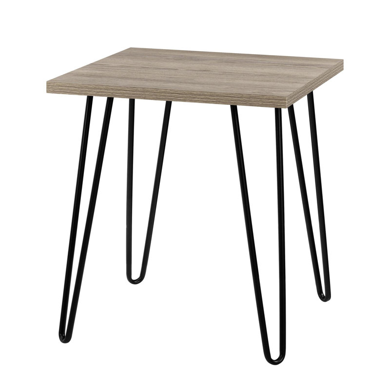 Ewalt Side Table with metal legs, Rustic Oak