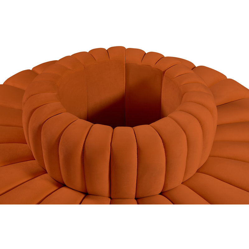 Hite Upholstered Curved Sectional Reversible, Cognac Velvet