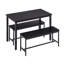 Ensemble de table de salle à manger industriel avec 2 bancs, 4 places assises, L 43,3 po x l 23,6 po, panneau de particules noir mat et acier