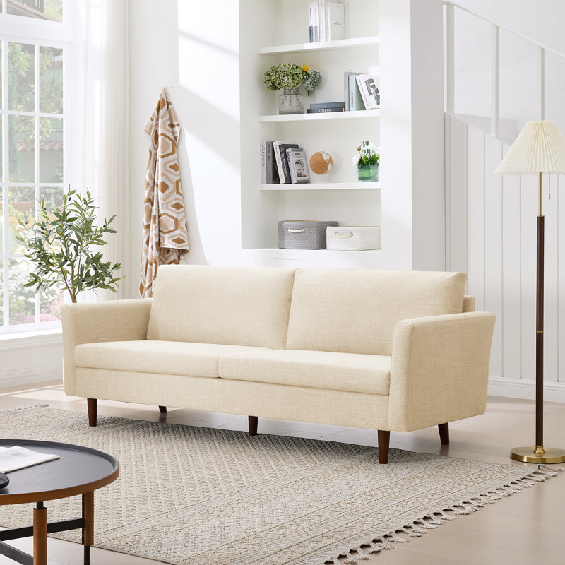 Cicero 204Cm Linen Flared Arm Sofa, Beige
