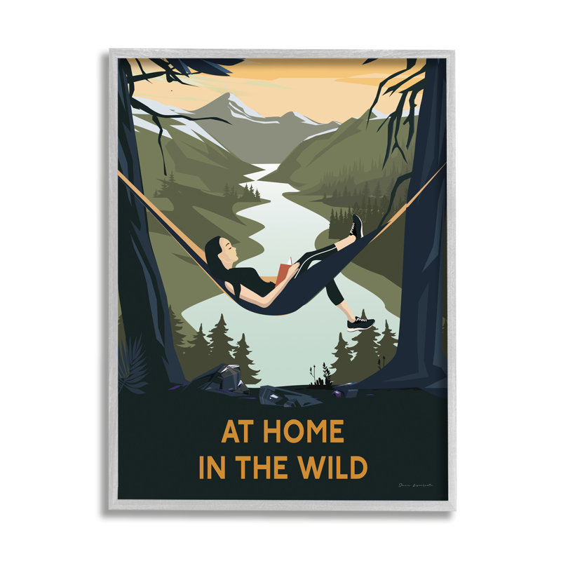 «Home In Wild Mountainside River Landscape Hammock Girl» par Omar Escalante - impression, L 16 po x H 16 po