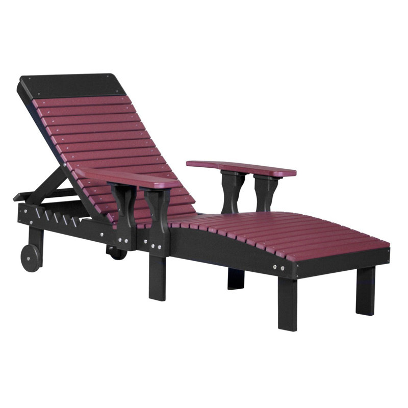 Chaise de patio inclinable Dicie, Bois de cerisier / noir
