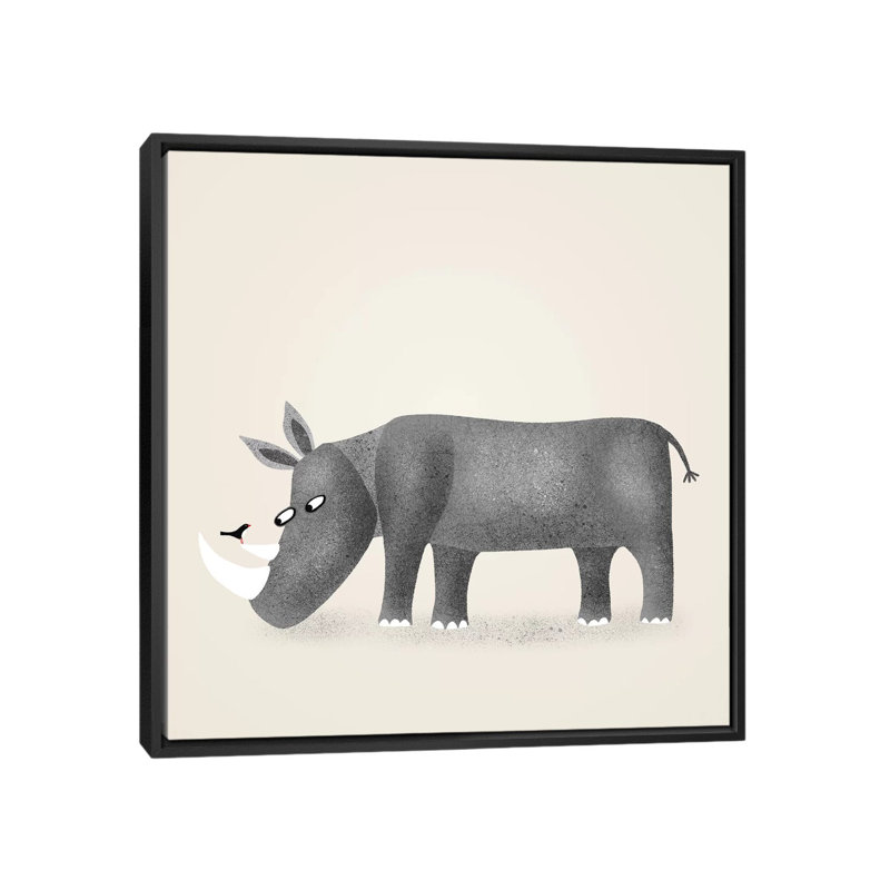 « Rhino » par Nic squirrell-impression, H 18 po x l 18 po x 1,5 po, Pas de tapis, Toile avec cadre noir
