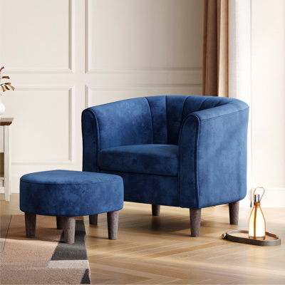 Torrence Upholstered Barrel Chair with Ottoman