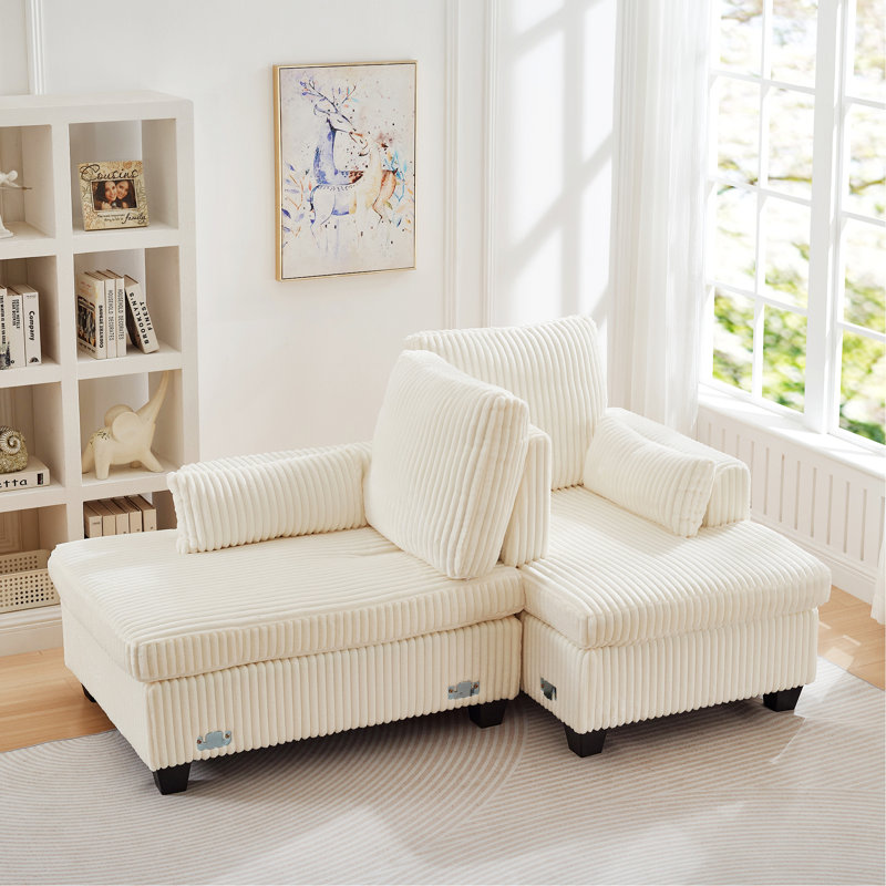 Causeuse, canapé à dossier réglable pour le salon, la chambre à coucher et un appartement, Blanc