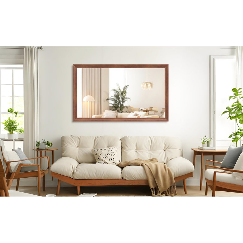 Miroir mural surdimensionné de 60 po x 36 po avec cadre en aluminium jaune et corail, toute vue, fixation rectangulaire facile à installer, vue ronde pour différents espaces